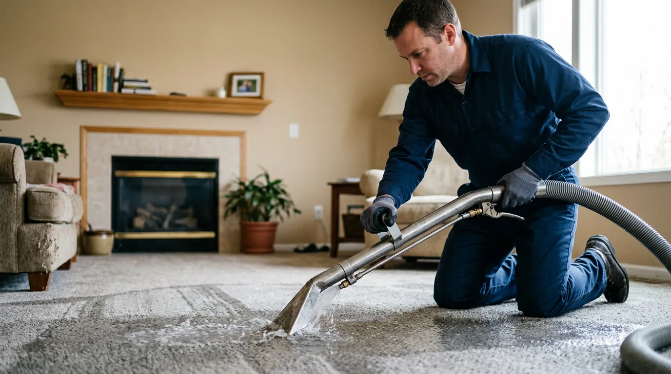 Water damage restoration technician working near Kingston, OH